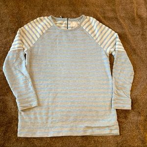 Lou & Grey Top Raglan Sleeve Striped Top with Back Zip Detail